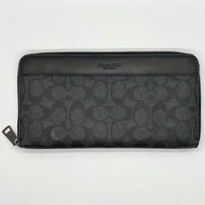 Coach Grey Signature Canvas Travel Wallet
